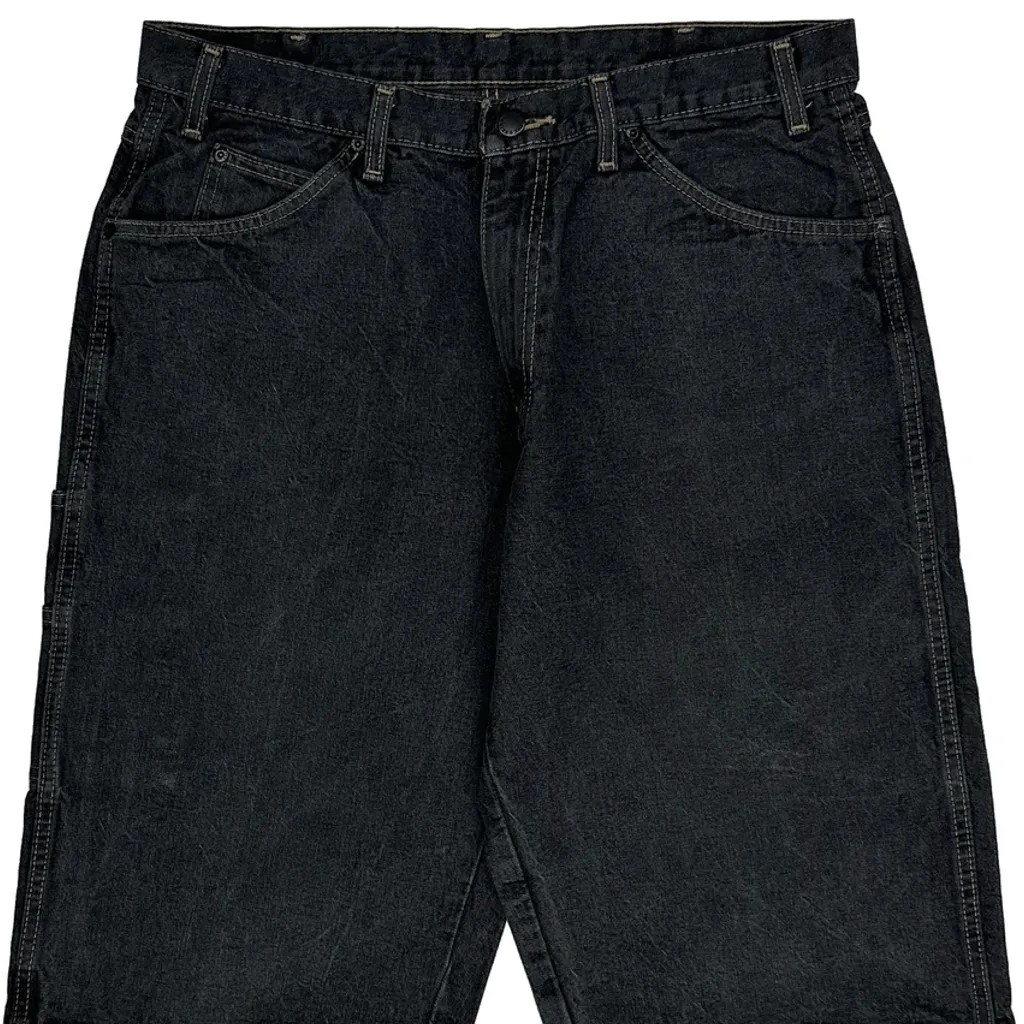 Dickies Baggy Denim Shorts - 34W 11L Black Cotton - Image 9