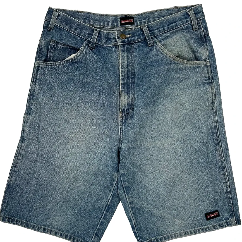 Dickies Baggy Denim Shorts - 32W 10L Blue Cotton - Image 10