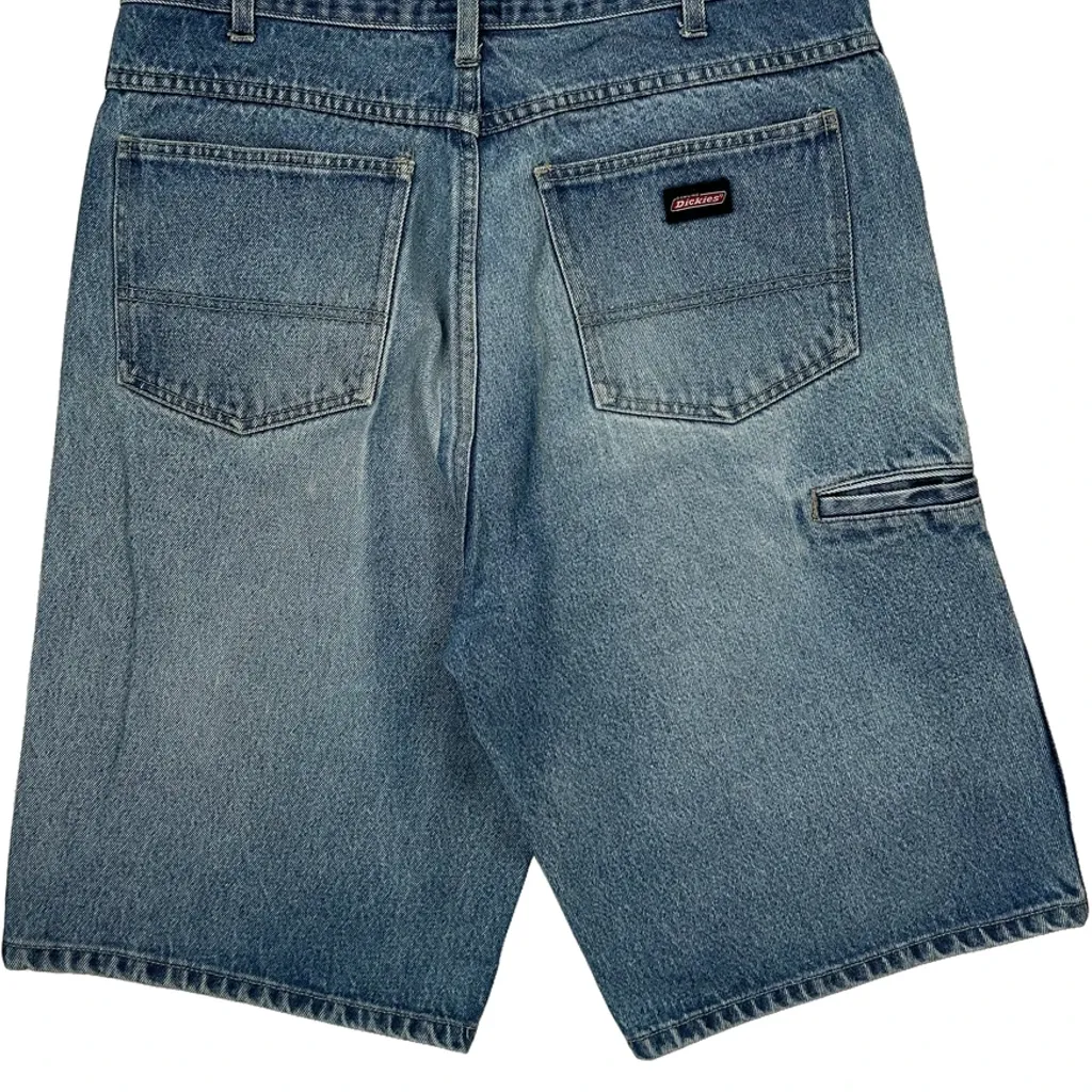 Dickies Baggy Denim Shorts - 32W 10L Blue Cotton - Image 8