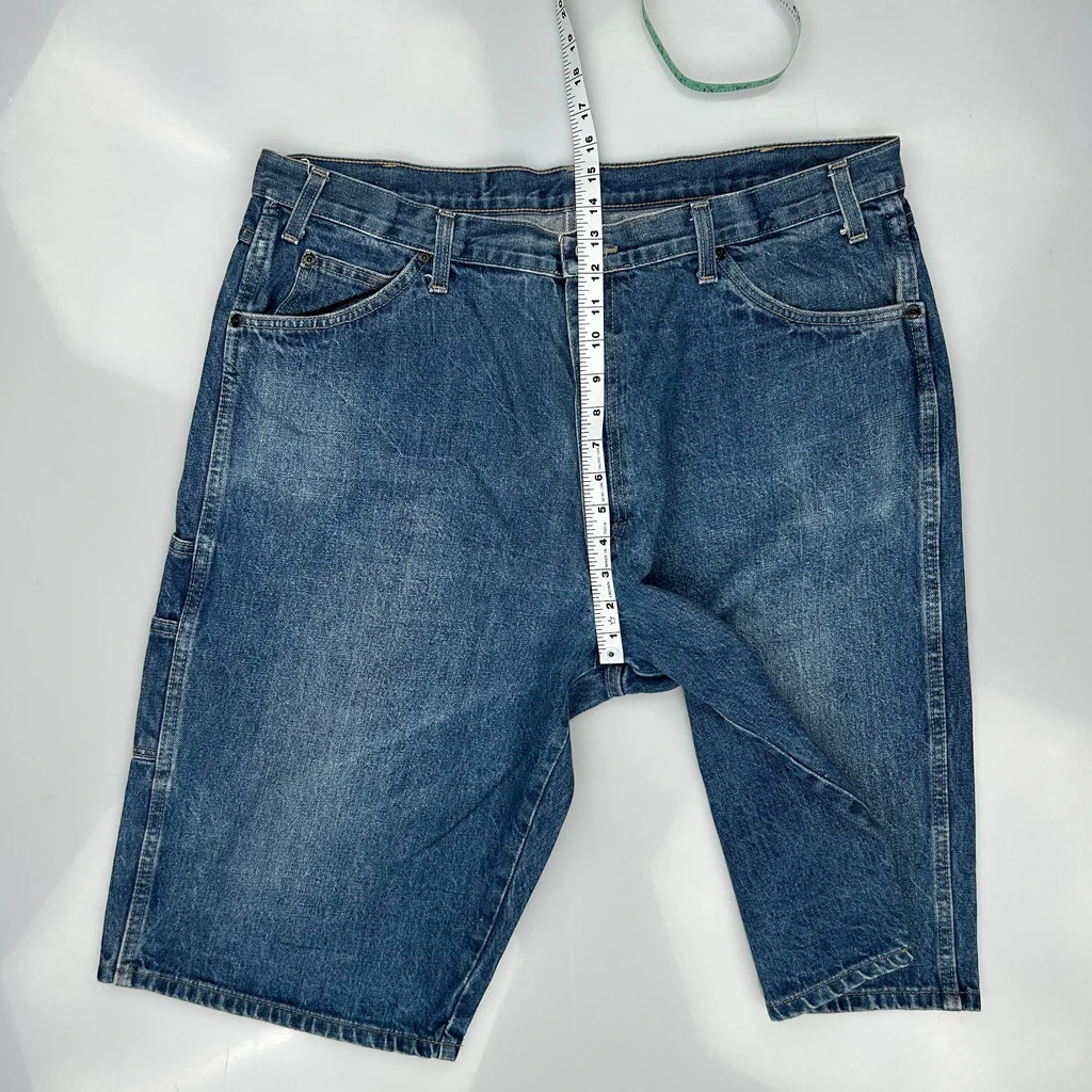 Dickies Baggy Denim Shorts - 40W 11L Blue Denim - Image 4
