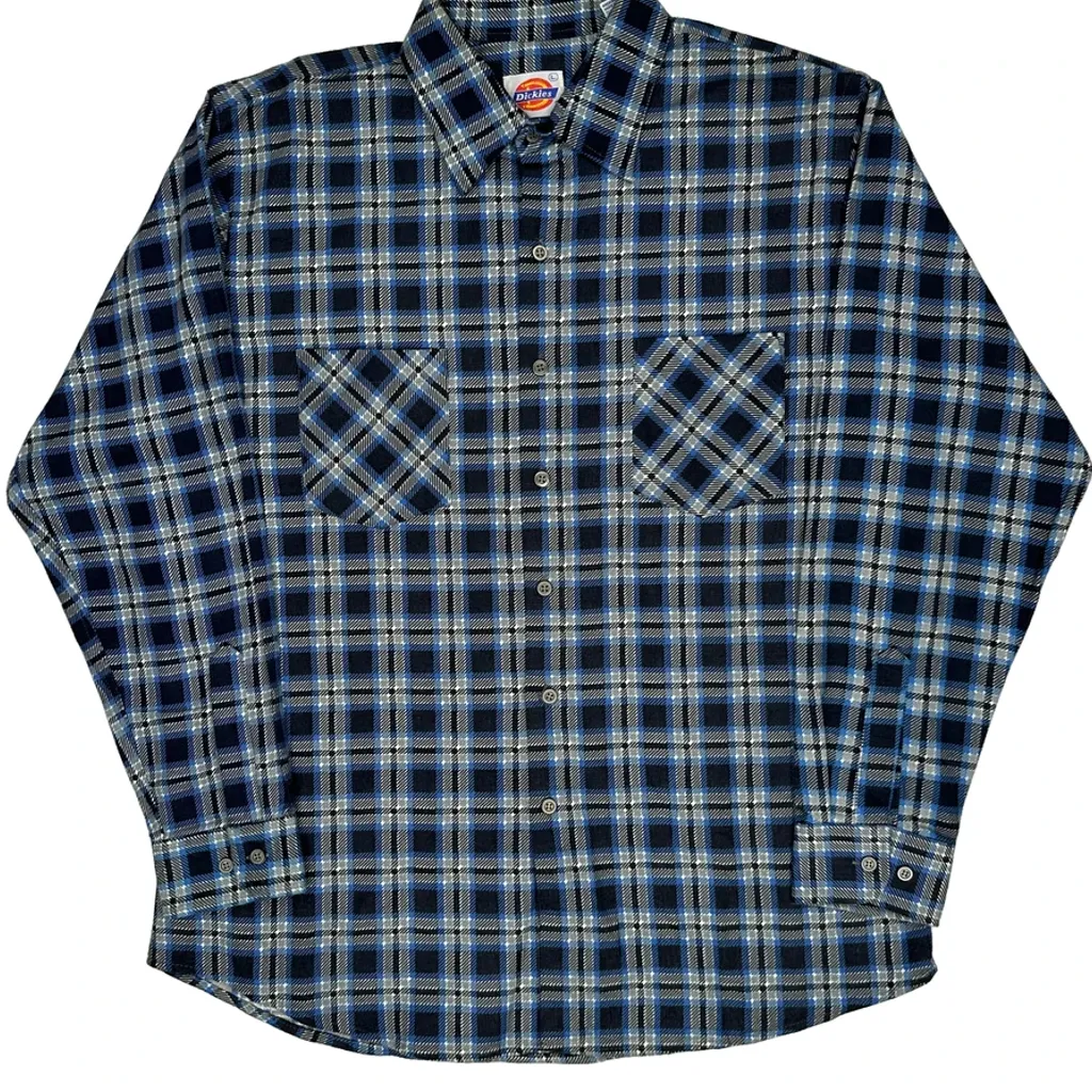 Dickies Checked Flannel Shirt - Large Blue Cotton - Image 5