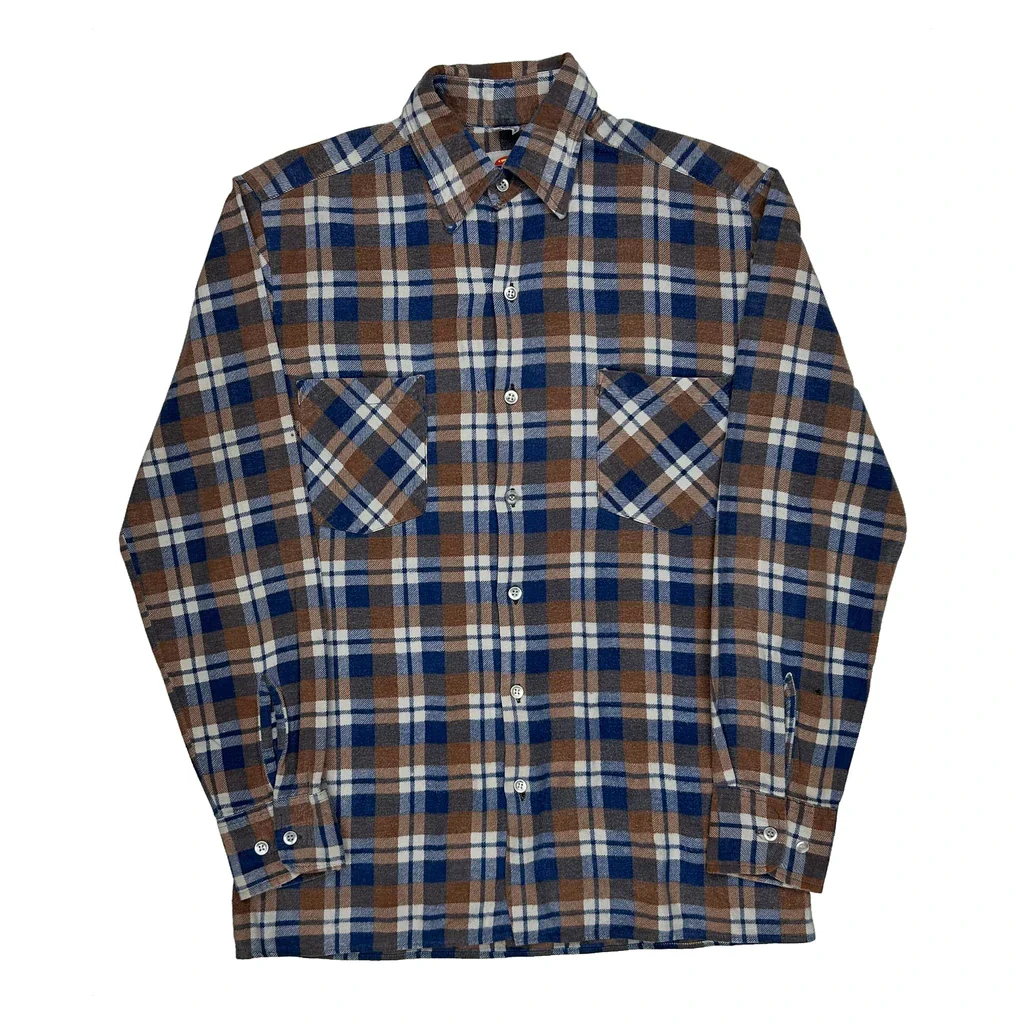 Dickies Checked Flannel Shirt - Small Brown Cotton