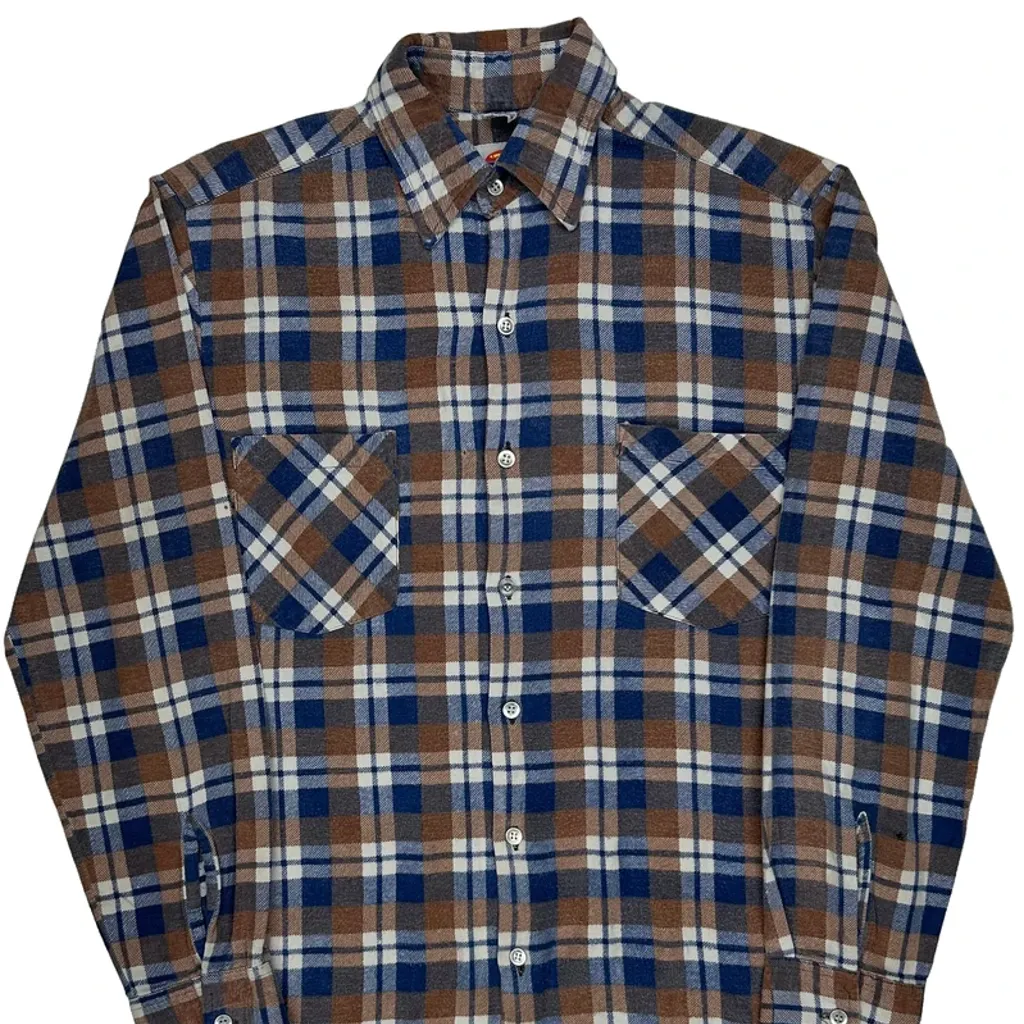Dickies Checked Flannel Shirt - Small Brown Cotton - Image 4