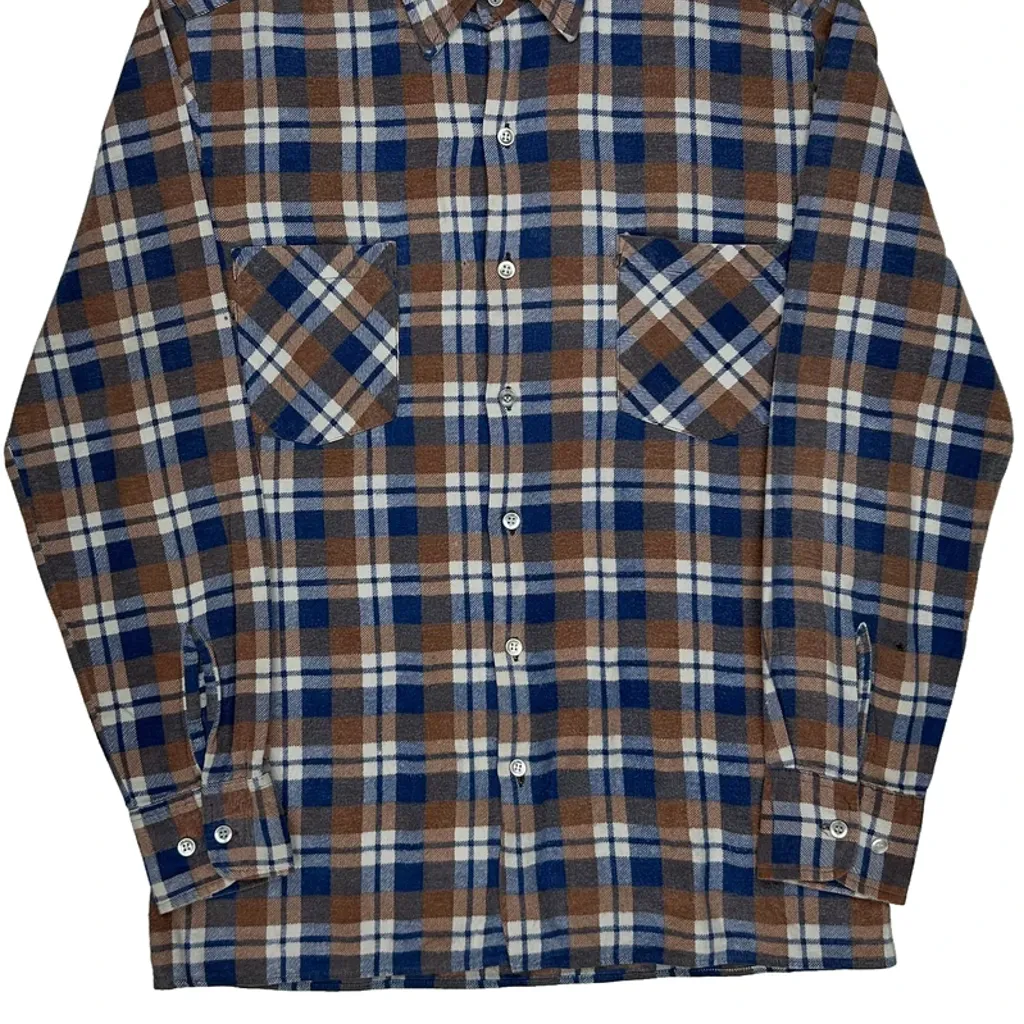 Dickies Checked Flannel Shirt - Small Brown Cotton - Image 5