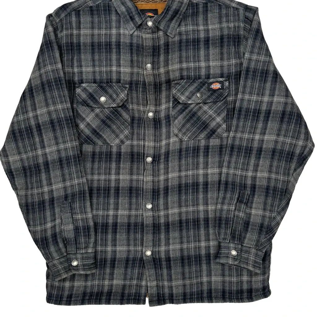 Dickies Checked Flannel Shirt - Medium Gray Cotton - Image 4