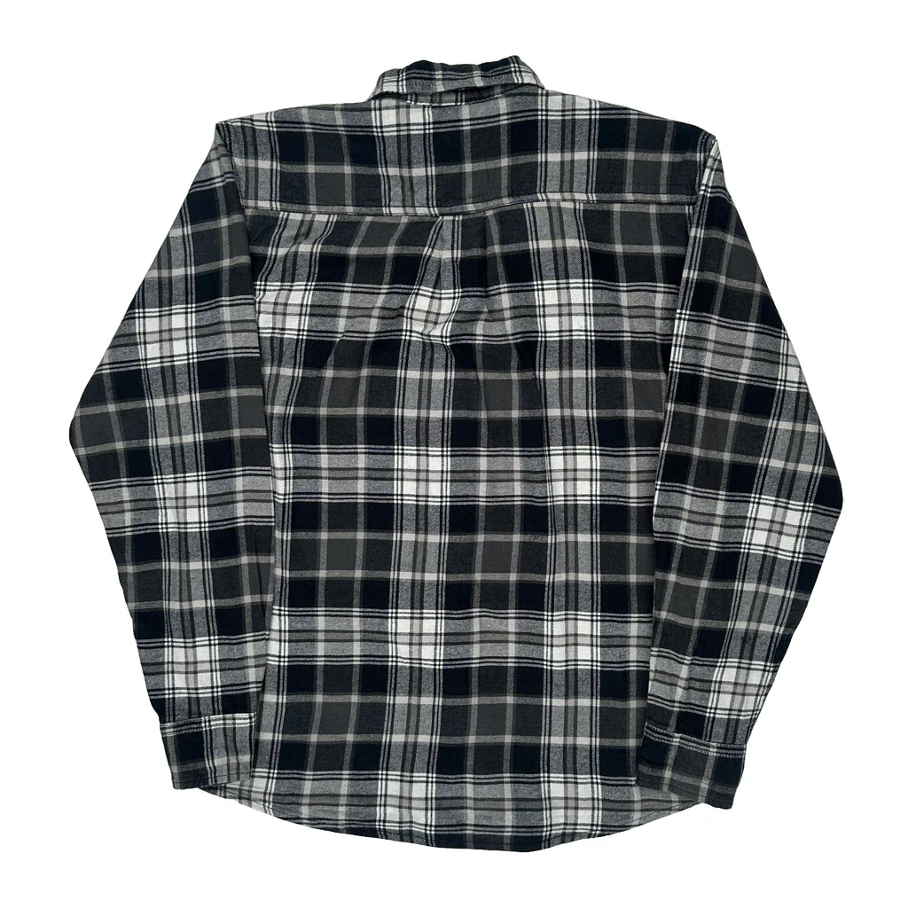 Dickies Checked Flannel Shirt - Small Gray Cotton - Image 2