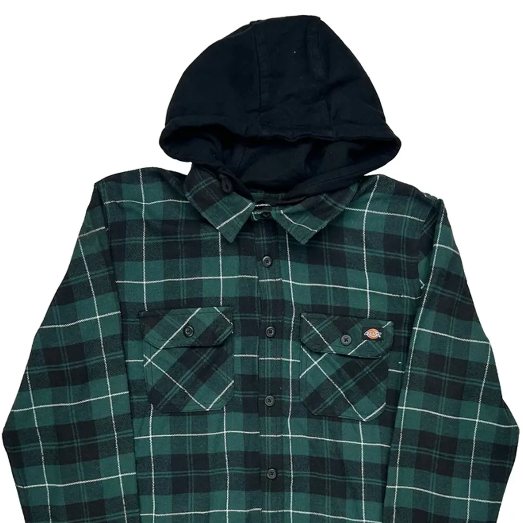 Dickies Checked Flannel Shirt - Medium Green Cotton - Image 5