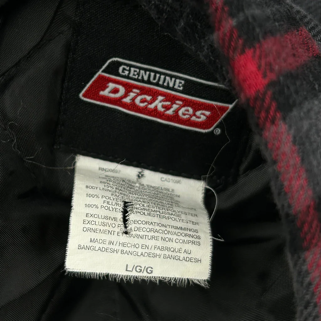 Dickies Checked Flannel Shirt - Large Grey Polyester - Image 3