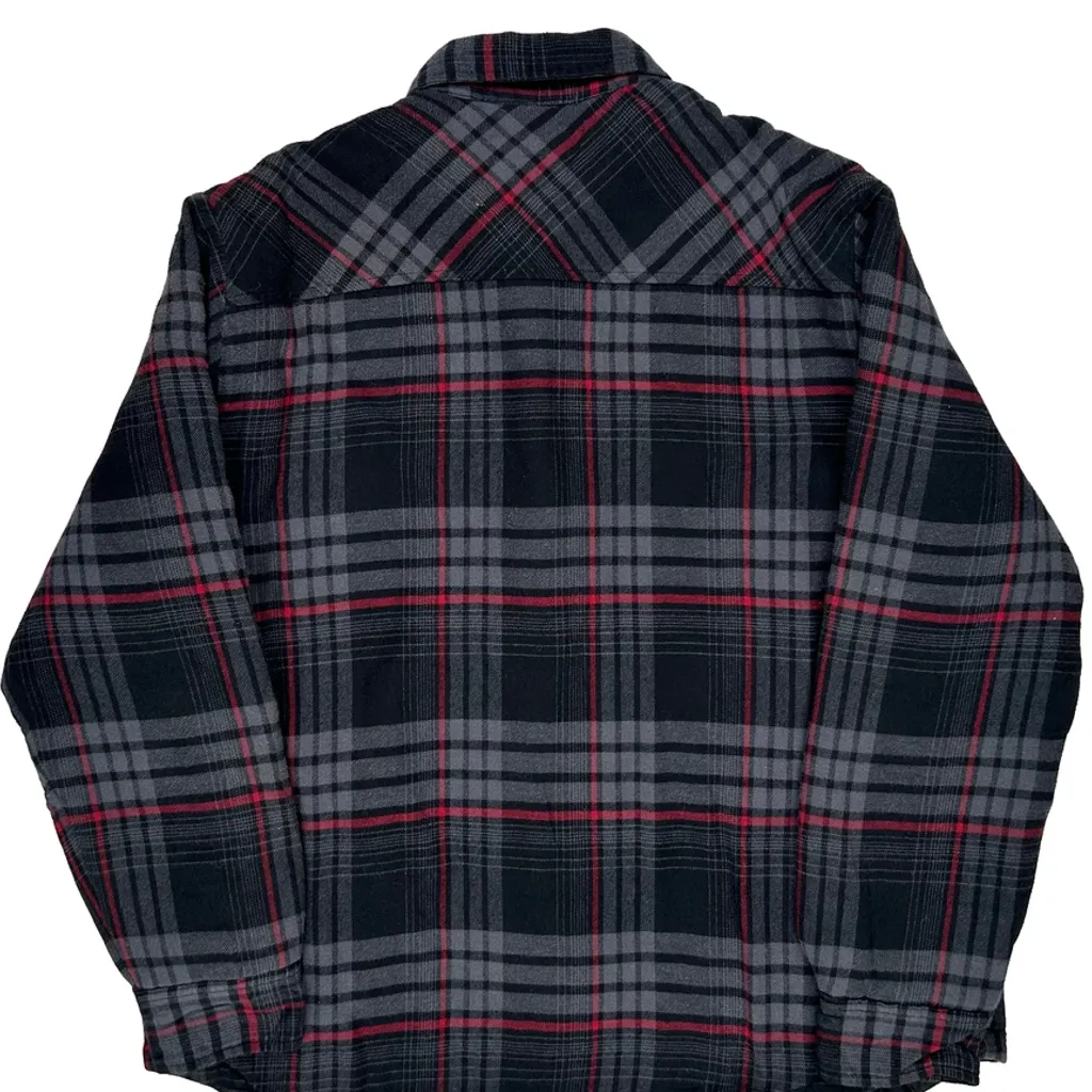 Dickies Checked Flannel Shirt - Large Grey Polyester - Image 7