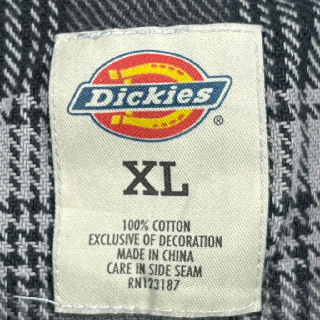 Dickies Checked Flannel Shirt - XL Grey Cotton - Image 3