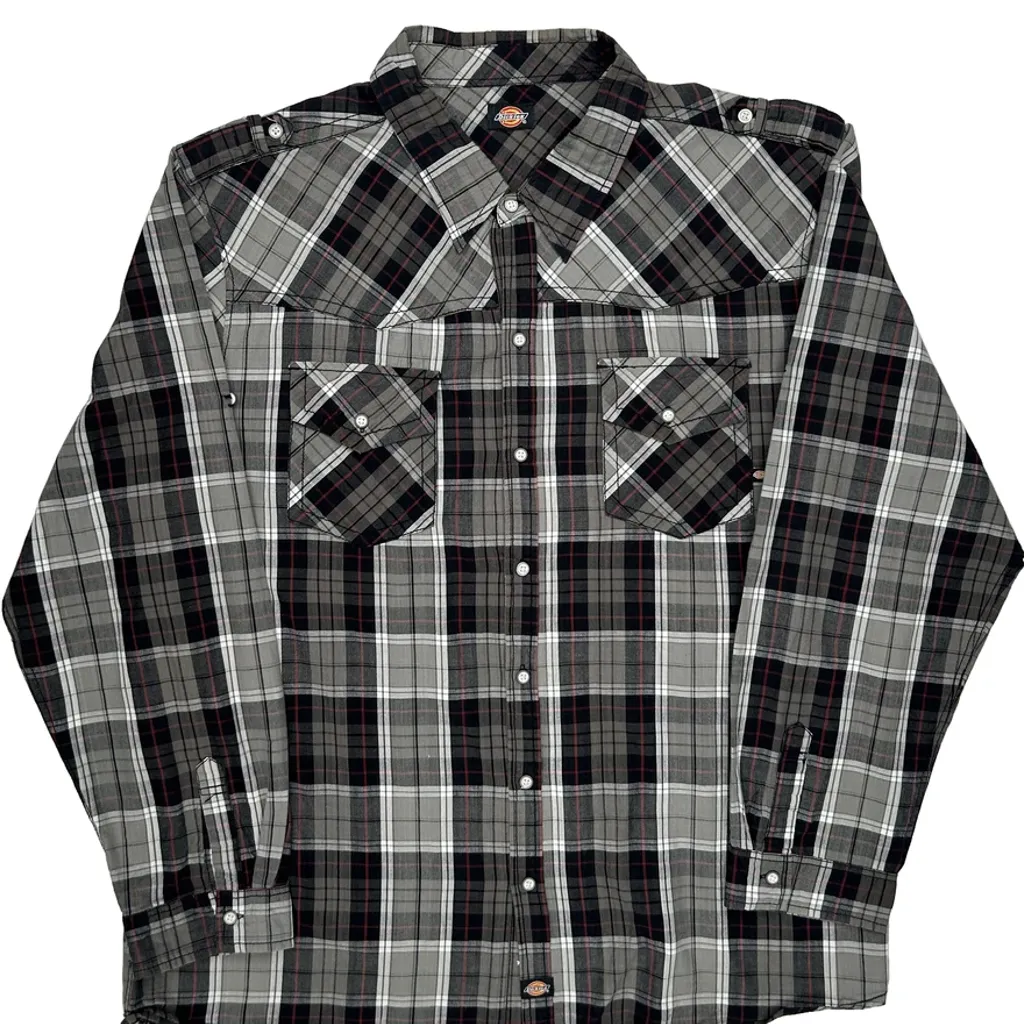 Dickies Checked Flannel Shirt - 2XL Grey Cotton - Image 5