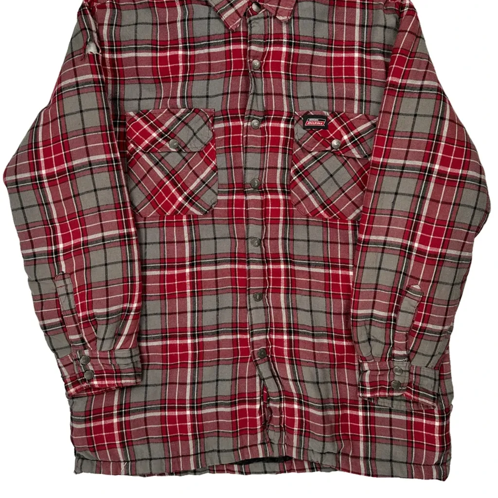 Dickies Checked Flannel Shirt - Large Red Cotton - Image 5
