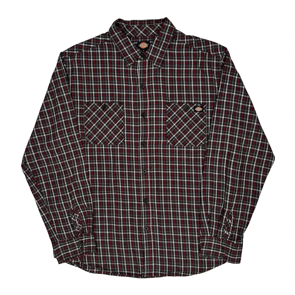 Dickies Checked Flannel Shirt - XL Red Cotton