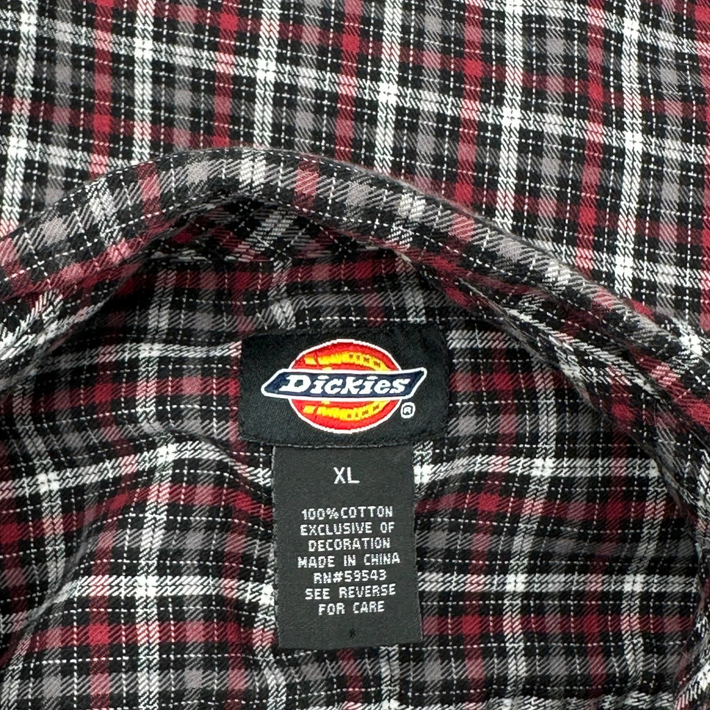 Dickies Checked Flannel Shirt - XL Red Cotton - Image 3