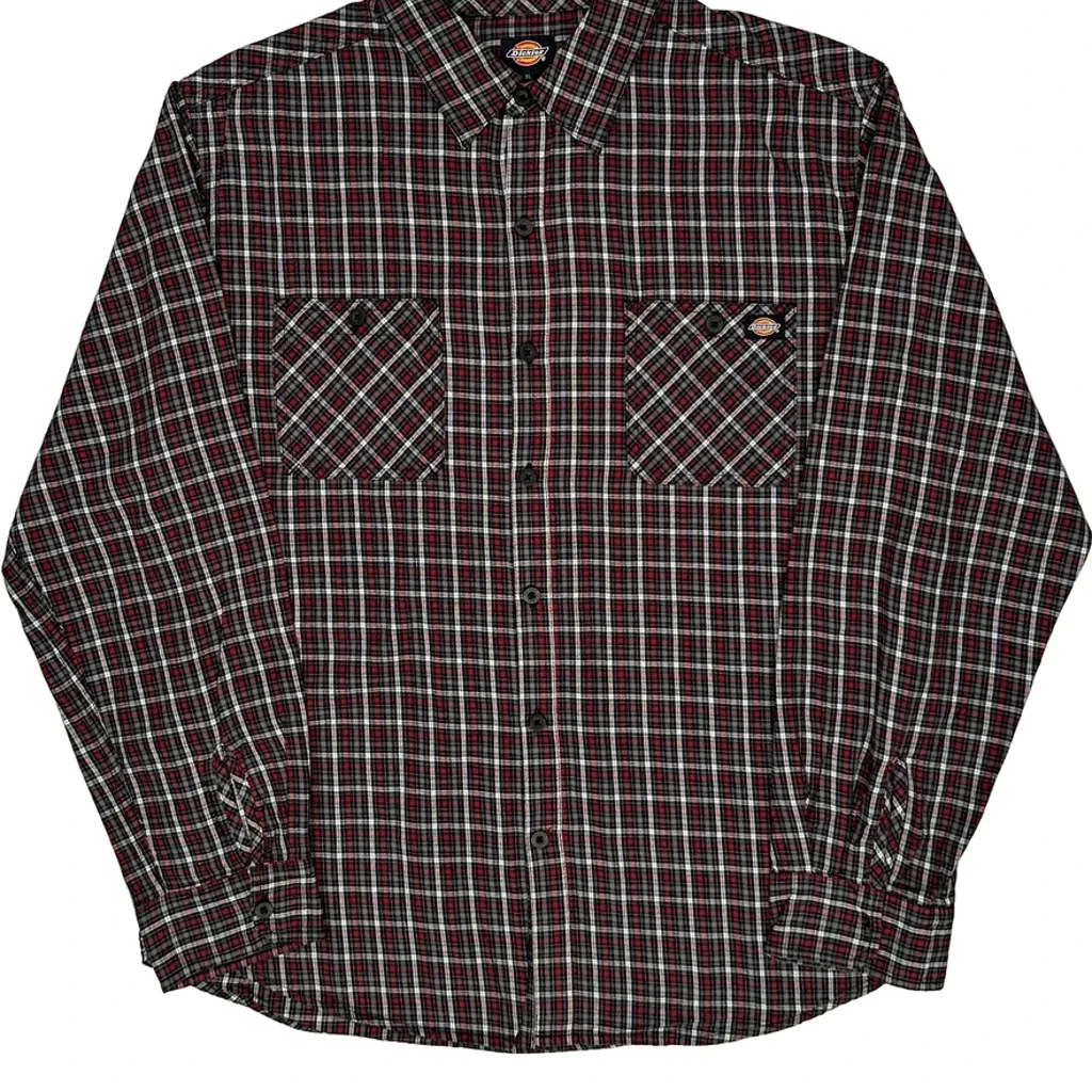 Dickies Checked Flannel Shirt - XL Red Cotton - Image 4