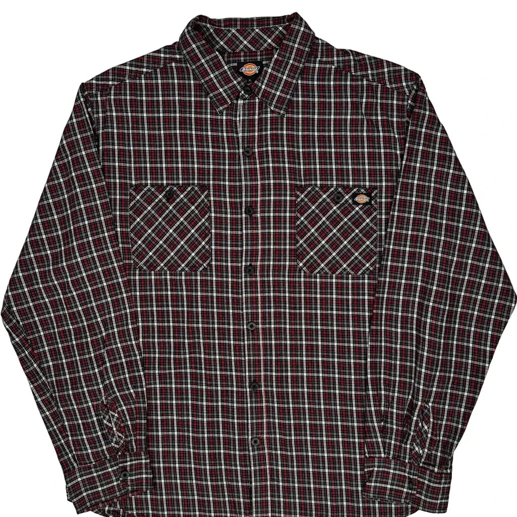 Dickies Checked Flannel Shirt - XL Red Cotton - Image 5