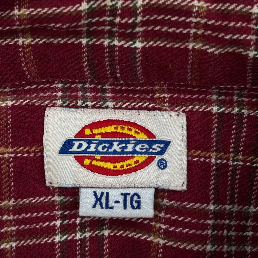 Dickies Checked Flannel Shirt - XL Red Cotton - Image 3