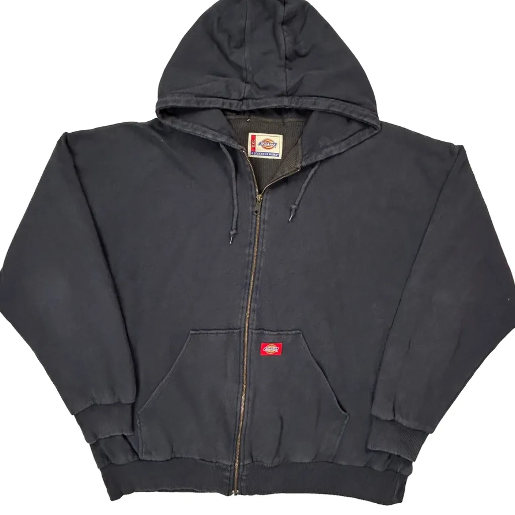 Dickies Full Zip Hoodie - 2XL Black Cotton - Image 5