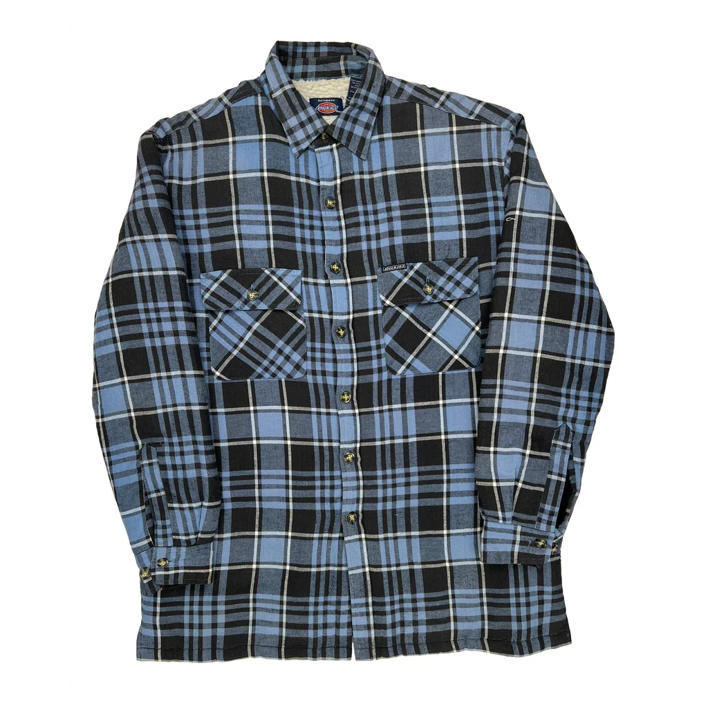 Dickies Checked Shirt Jacket - Medium Blue Cotton