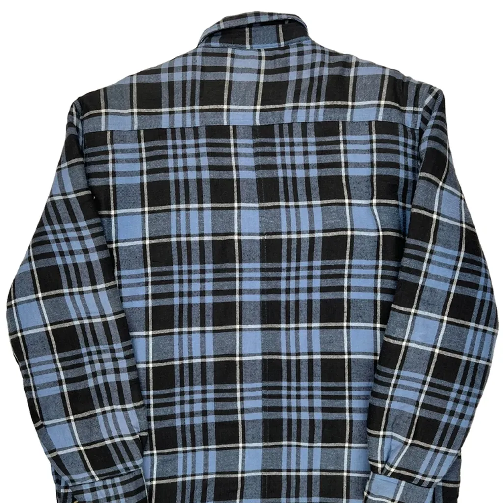 Dickies Checked Shirt Jacket - Medium Blue Cotton - Image 6