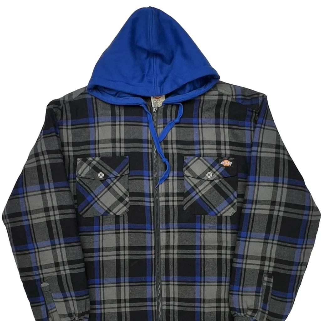 Dickies Checked Shirt Jacket - XL Blue Cotton - Image 4