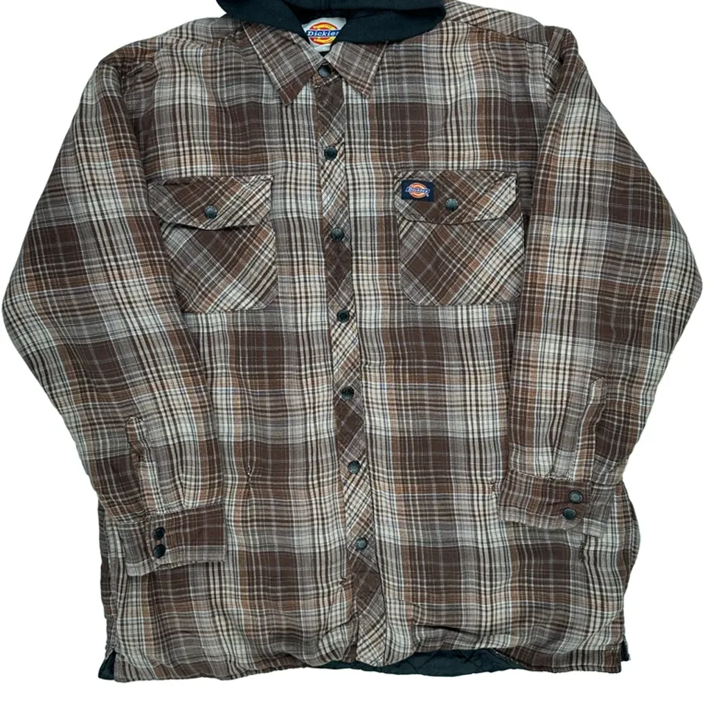 Dickies Checked Shirt Jacket - Large Brown Cotton - Image 4