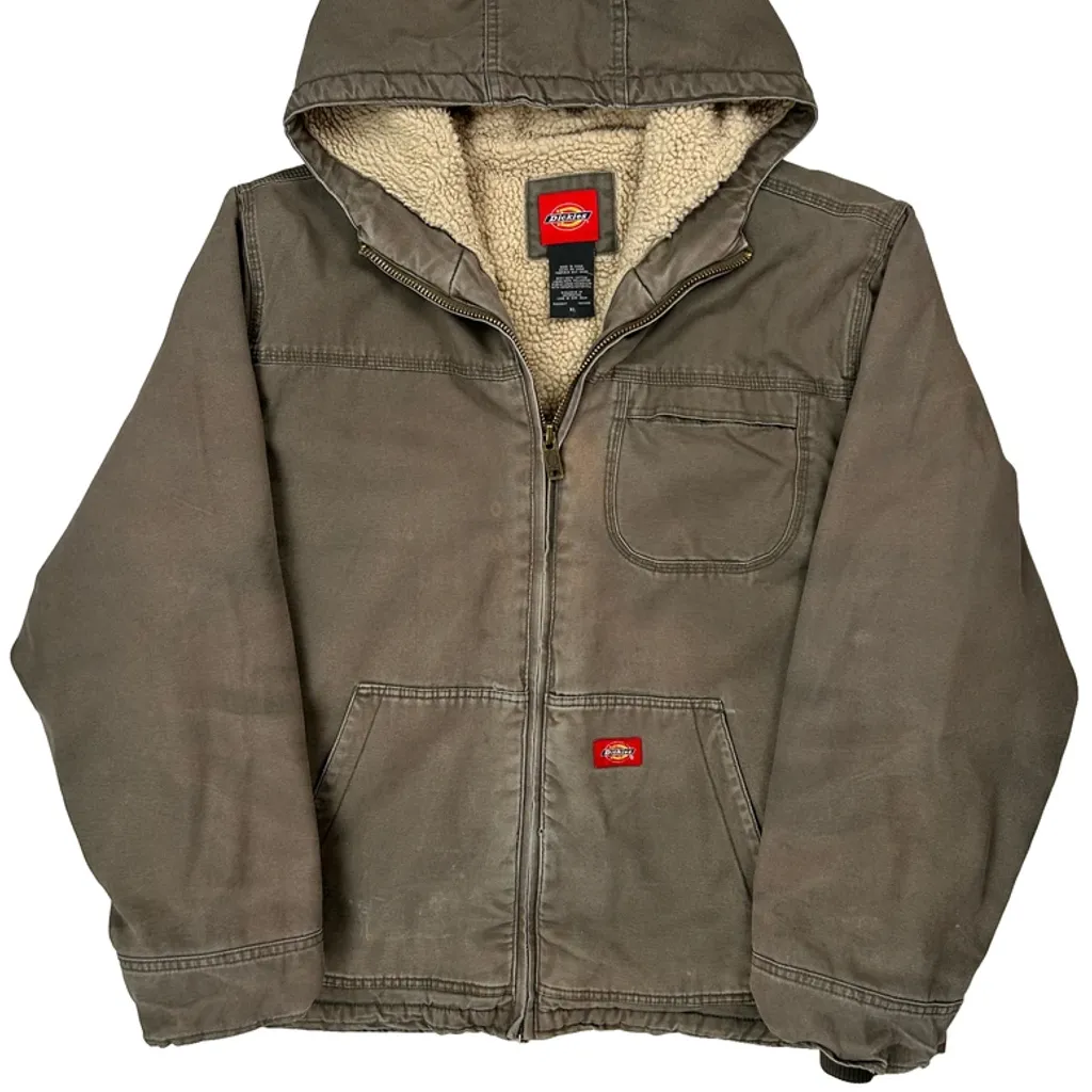 Dickies Sherpa Lined Workwear Jacket - XL Brown Cotton - Image 4