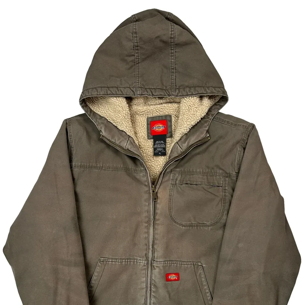 Dickies Sherpa Lined Workwear Jacket - XL Brown Cotton - Image 5
