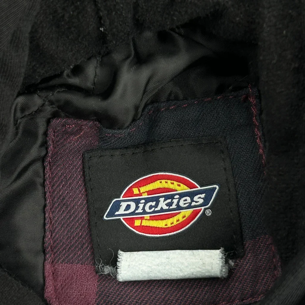 Dickies Checked Jacket - Medium Burgundy Cotton - Image 4