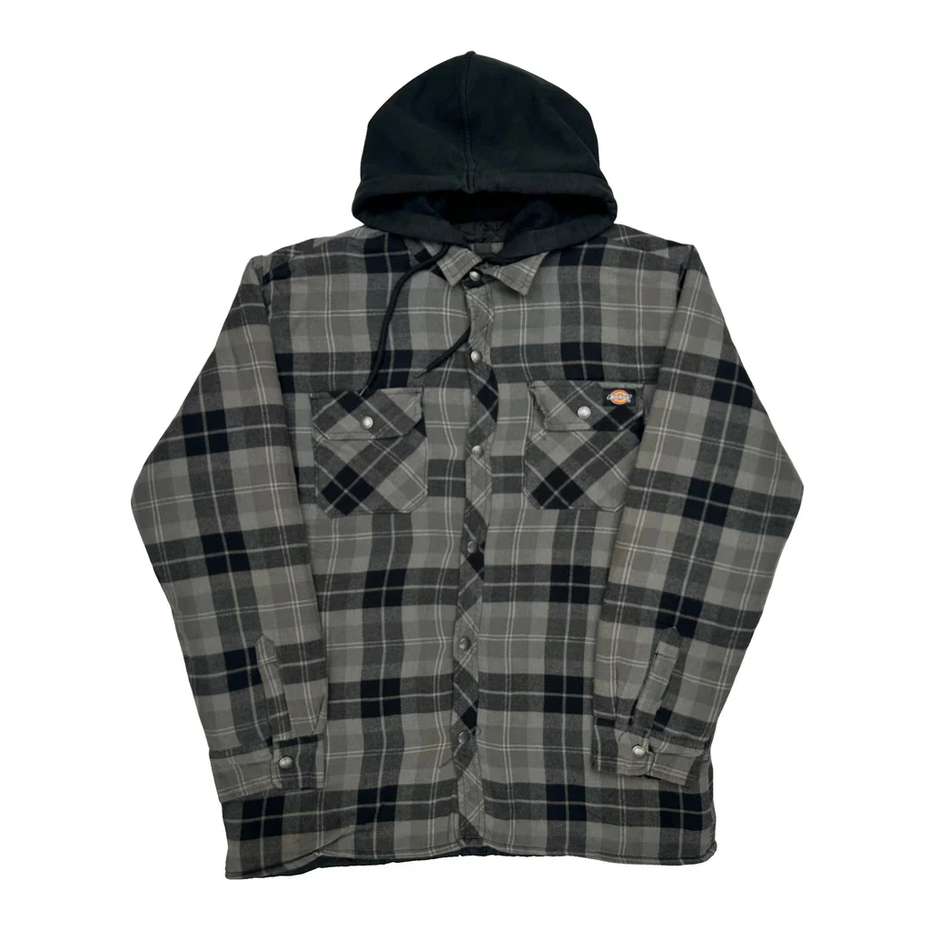 Dickies Checked Jacket - Large Grey Cotton