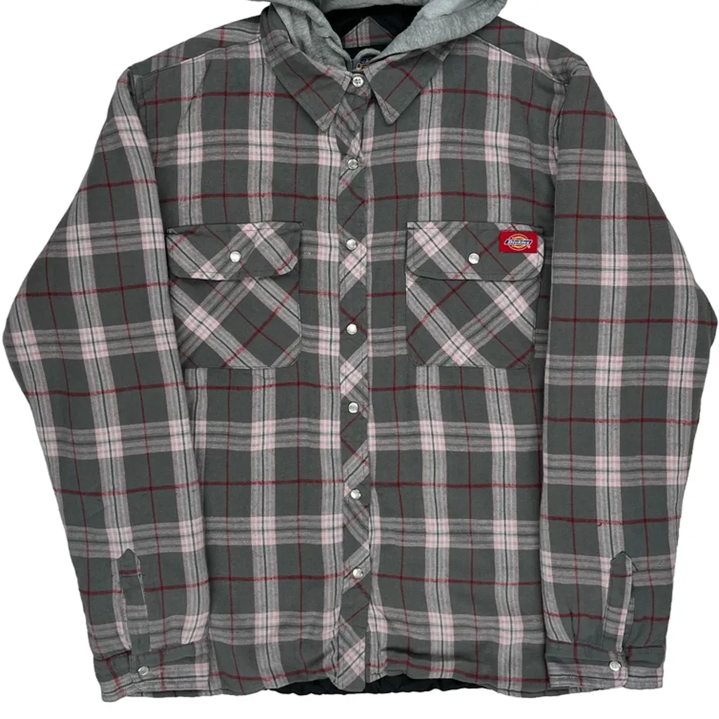 Dickies Checked Shirt Jacket - Large Grey Cotton - Image 5