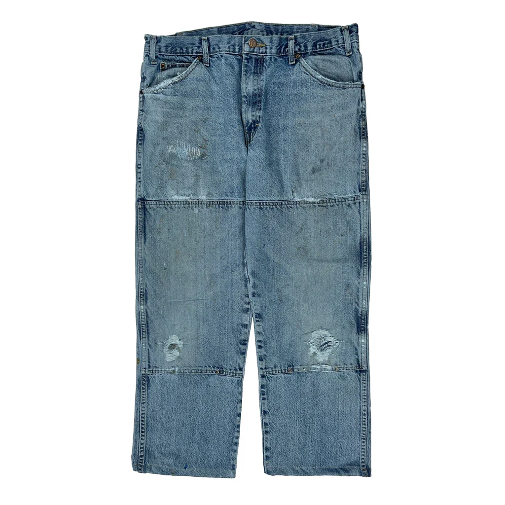Dickies Double Knee Jeans - 36W 28L Light Wash Denim - Image 2
