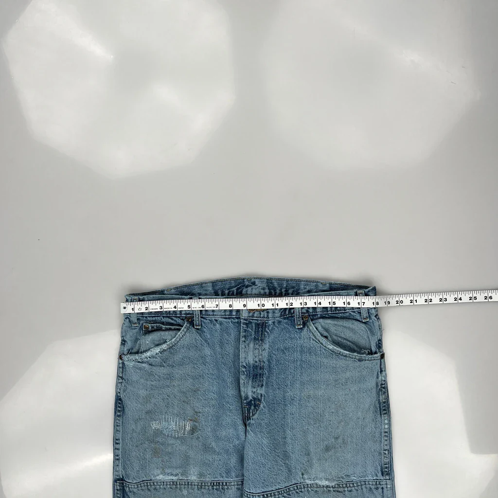 Dickies Double Knee Jeans - 36W 28L Light Wash Denim - Image 3