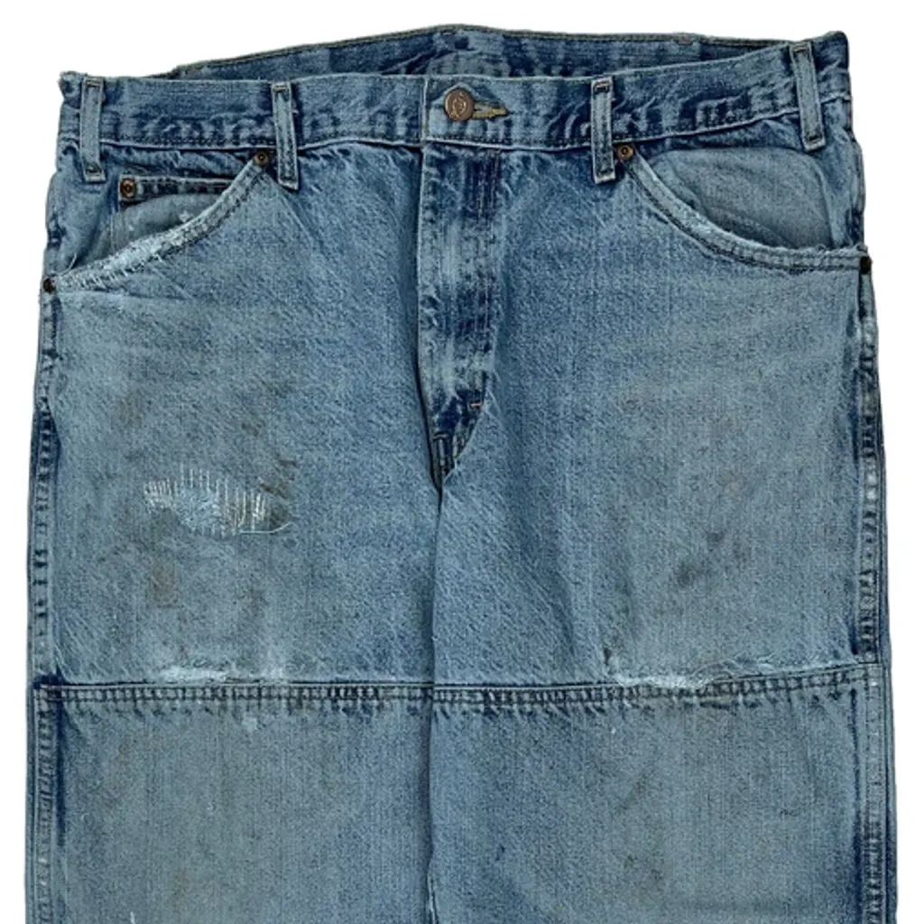 Dickies Double Knee Jeans - 36W 28L Light Wash Denim - Image 9