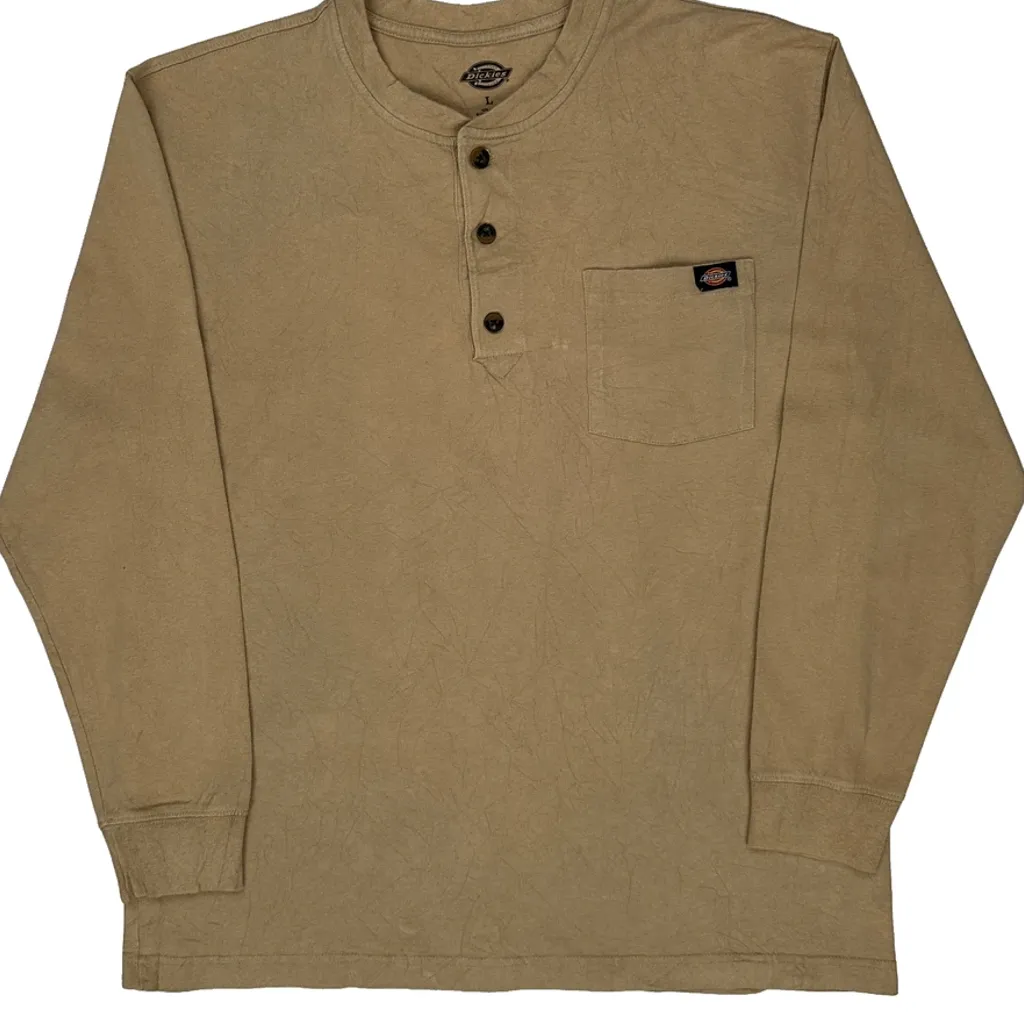 Dickies Long Sleeve T-Shirt - Large Beige Cotton - Image 4