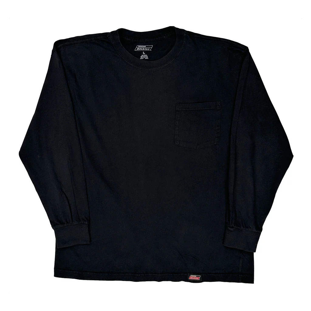 Dickies Long Sleeve T-Shirt - Large Black Cotton