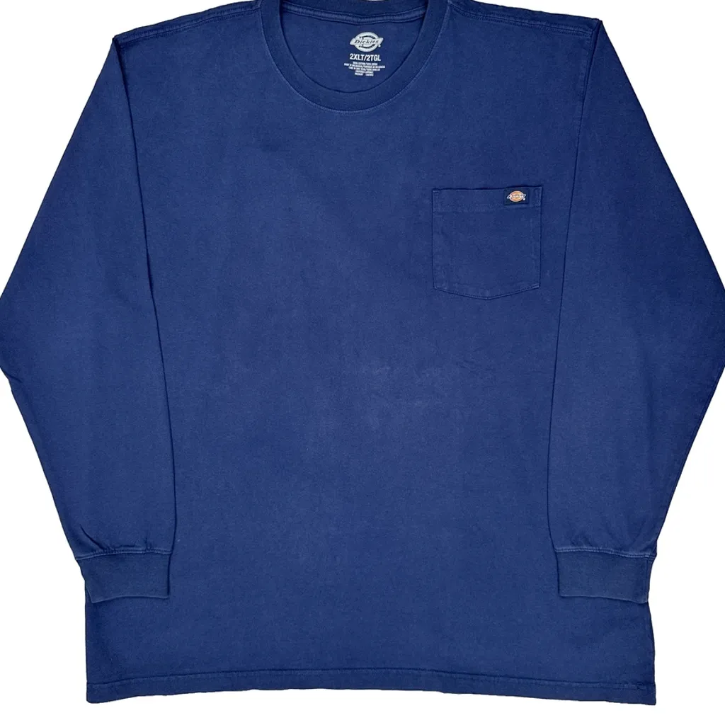 Dickies Tall Long Sleeve T-Shirt - 2XL Blue Cotton - Image 4