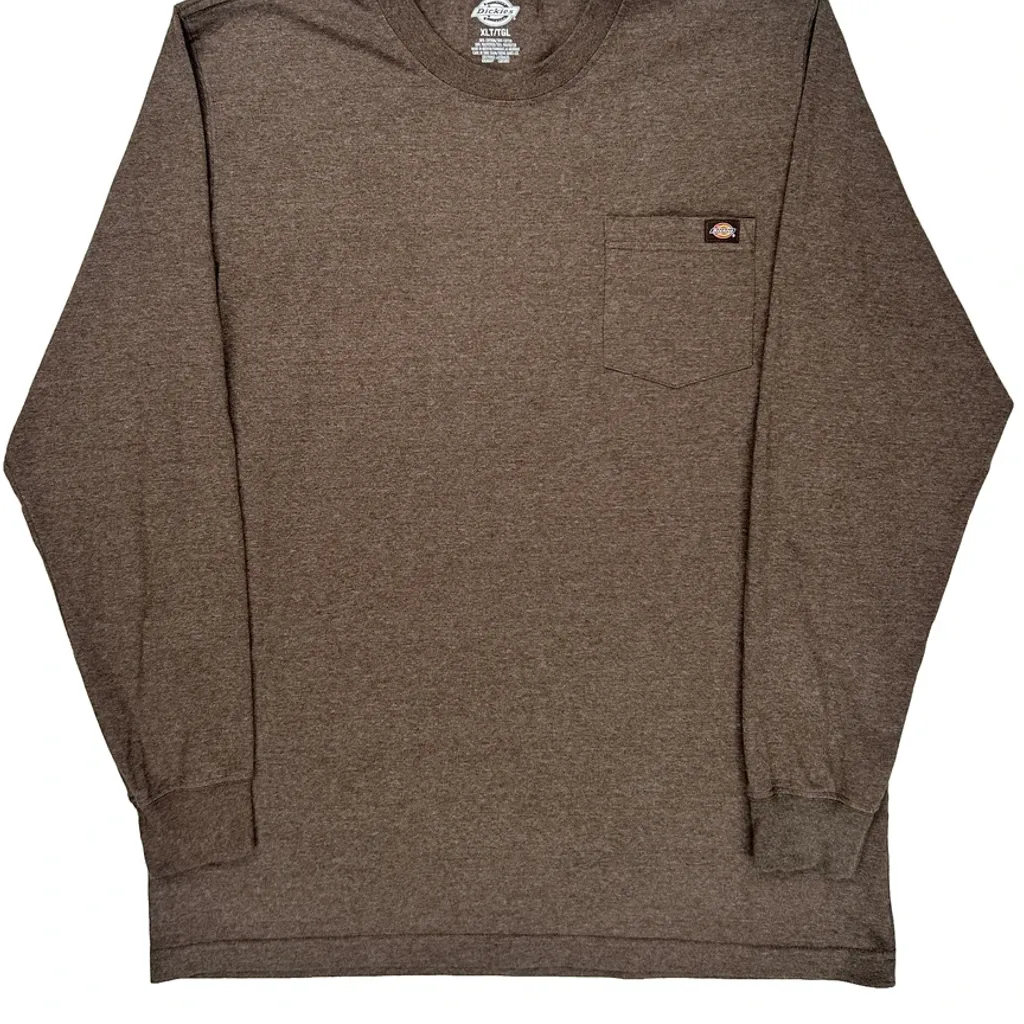 Dickies Tall Long Sleeve T-Shirt - XL Brown Cotton Blend - Image 5