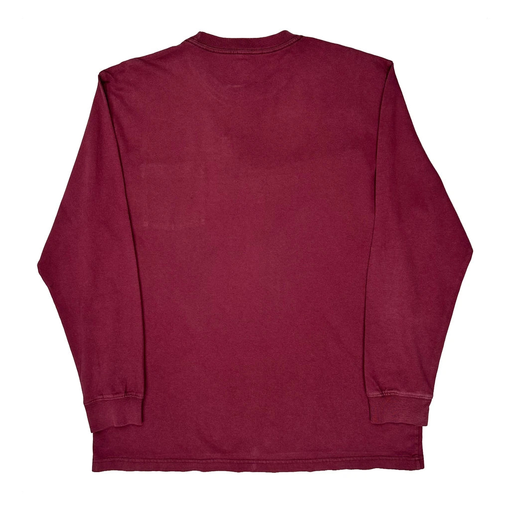 Dickies Long Sleeve T-Shirt - Large Burgundy Cotton - Image 2
