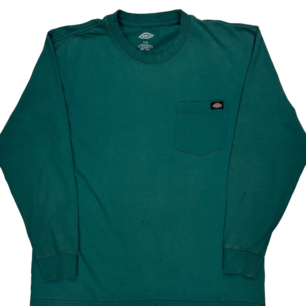Dickies Long Sleeve T-Shirt - Large Green Cotton - Image 4