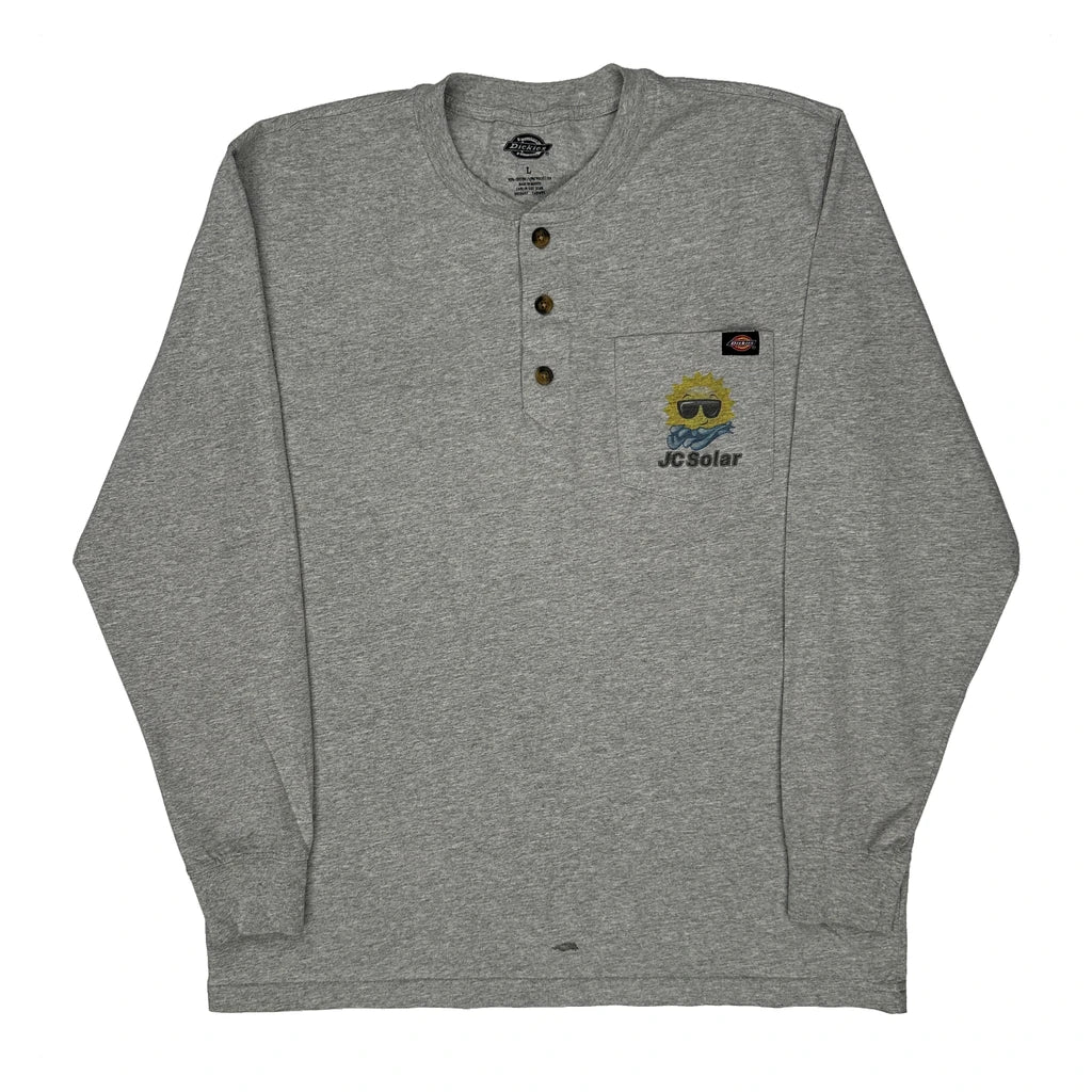 Dickies Long Sleeve T-Shirt - Large Grey Cotton Blend