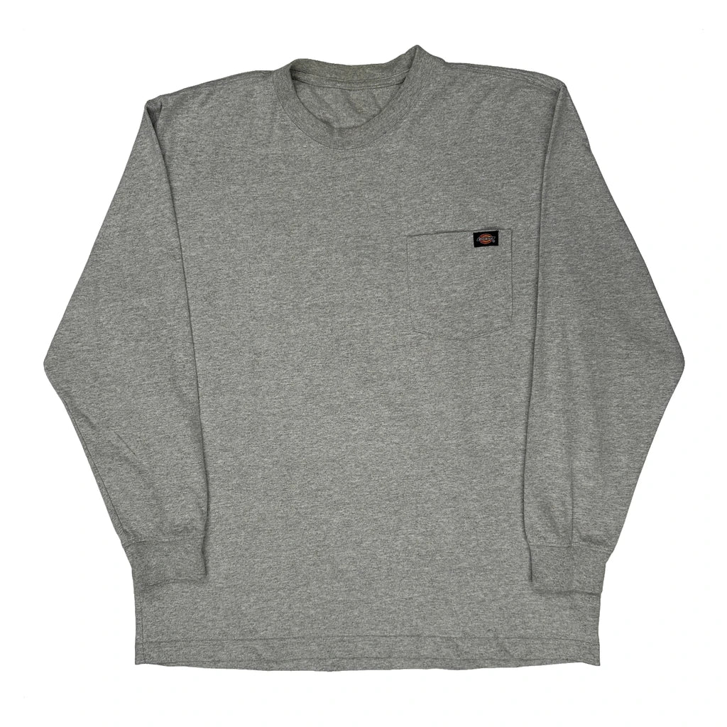 Dickies Long Sleeve T-Shirt - Large Grey Cotton