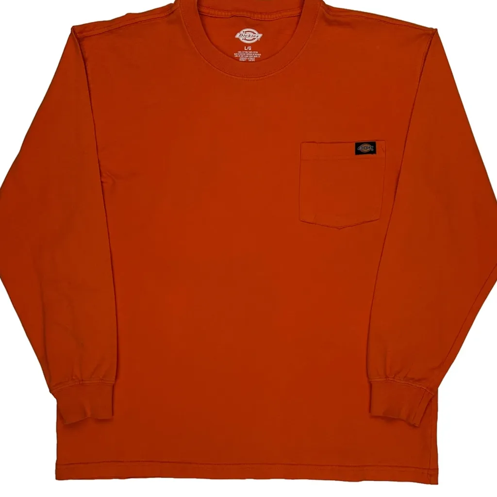 Dickies Long Sleeve T-Shirt - Large Orange Cotton - Image 4