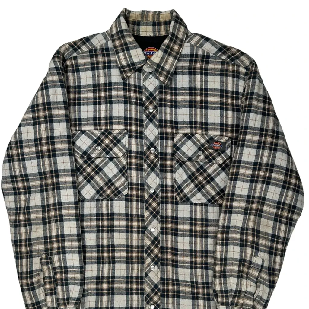 Dickies Checked Overshirt - Medium Beige Cotton - Image 4