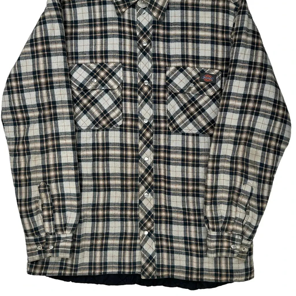 Dickies Checked Overshirt - Medium Beige Cotton - Image 5