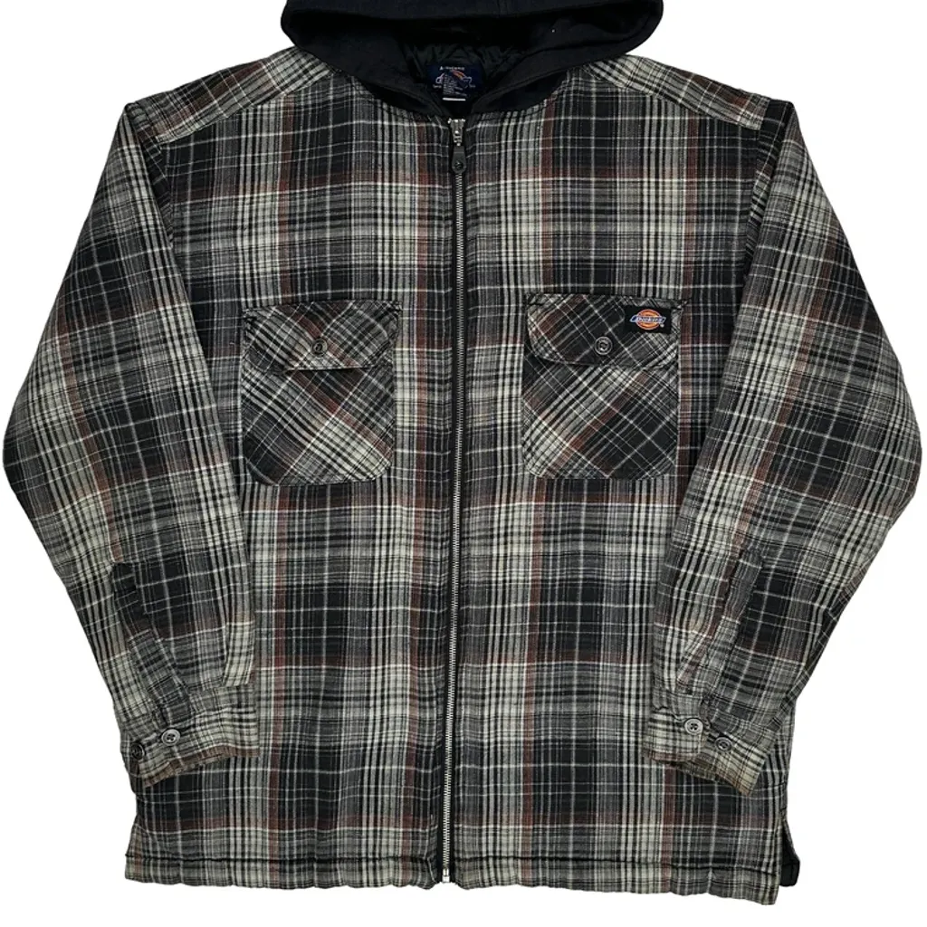 Dickies Checked Overshirt - Medium Black Cotton - Image 4