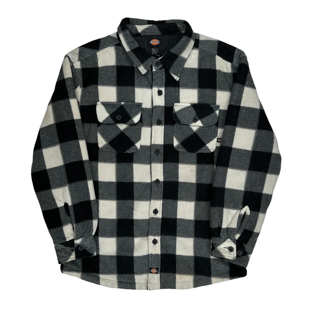 Dickies Checked Overshirt - Large Black & White Polyester