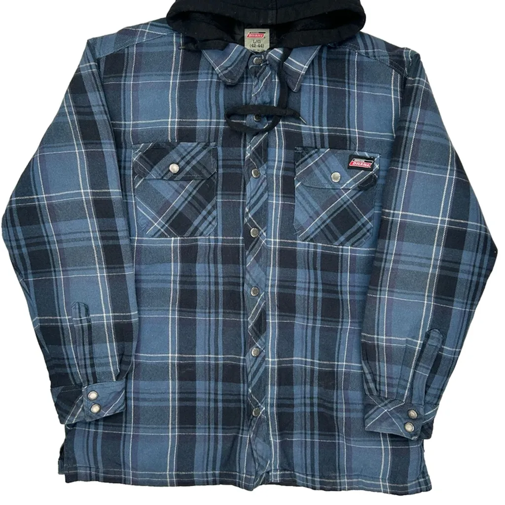 Dickies Checked Overshirt - Large Blue Cotton - Image 4