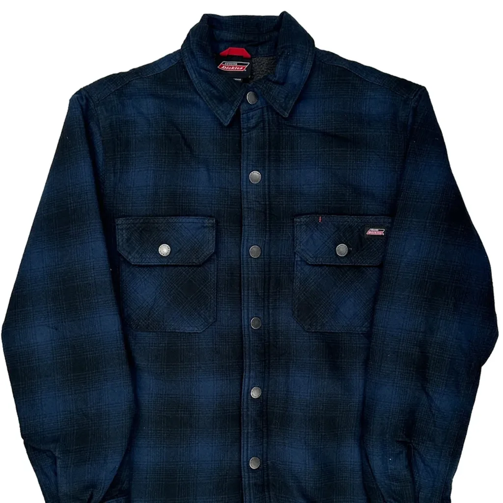 Dickies Checked Overshirt - Small Blue Cotton - Image 4
