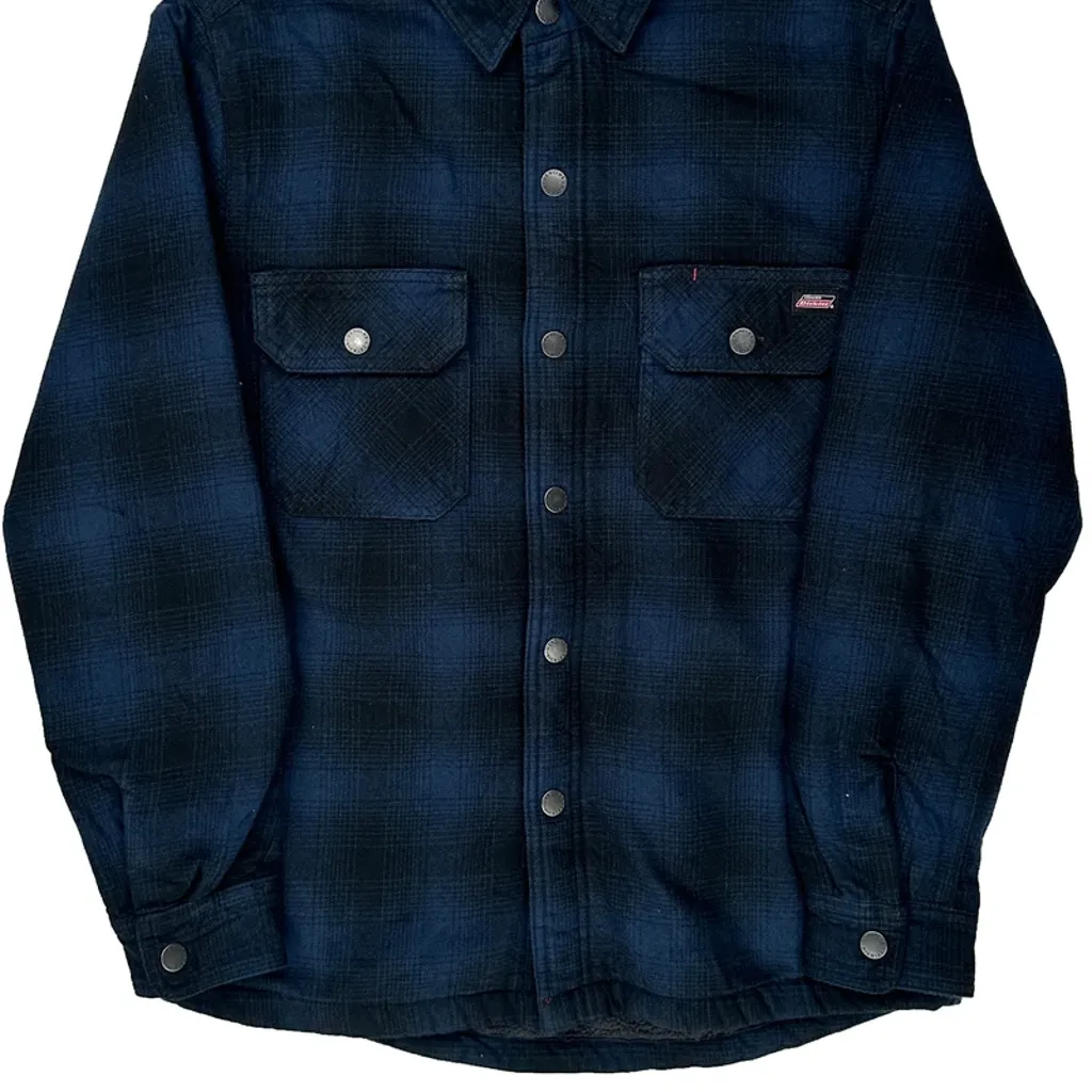 Dickies Checked Overshirt - Small Blue Cotton - Image 5